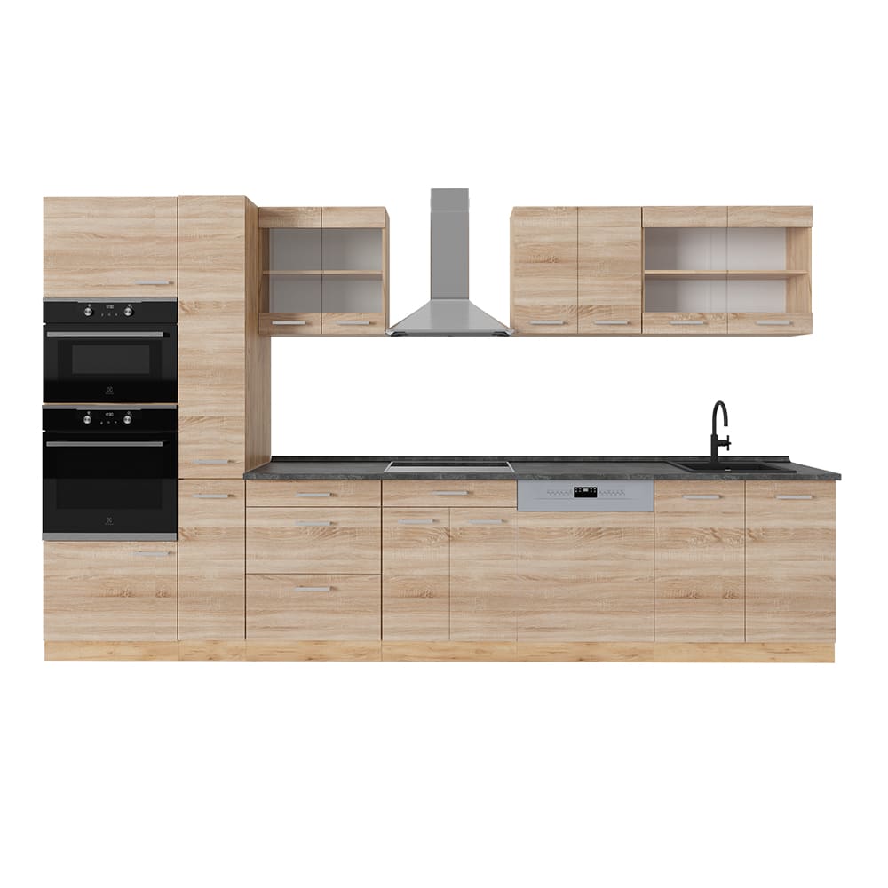 Vicco Cuisine complète Sonoma/Chêne doré 350cm, PT Anthracite
