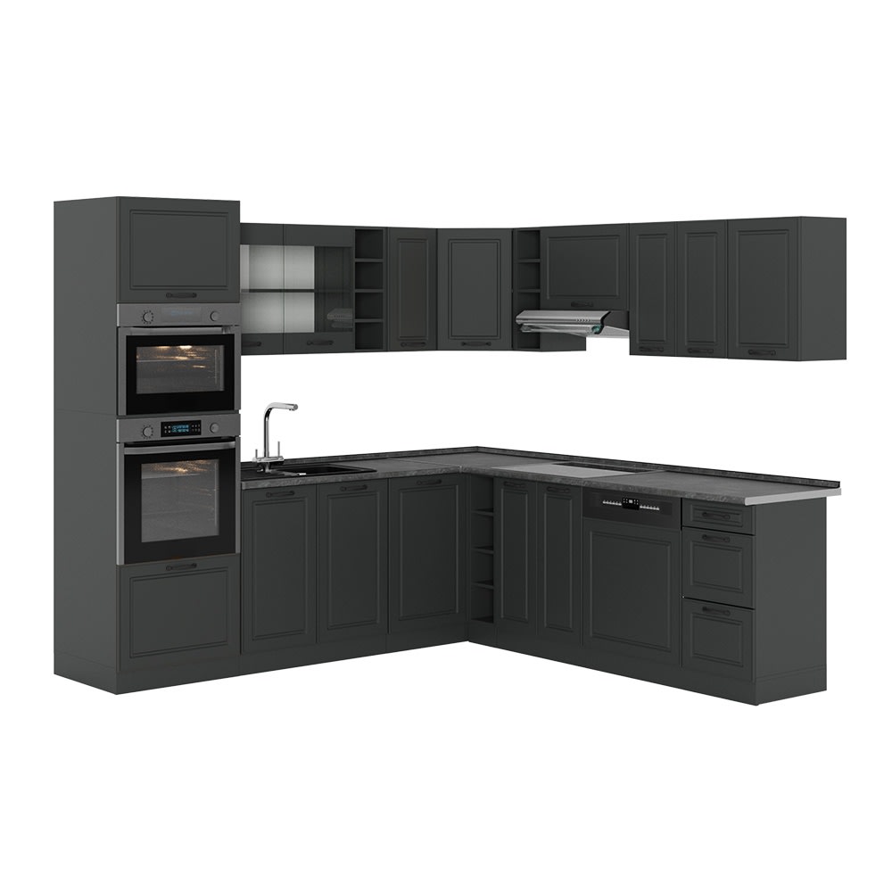 Vicco Cuisine en angle Anthracite campagne/Anthracite 247 x 237 cm sans PT