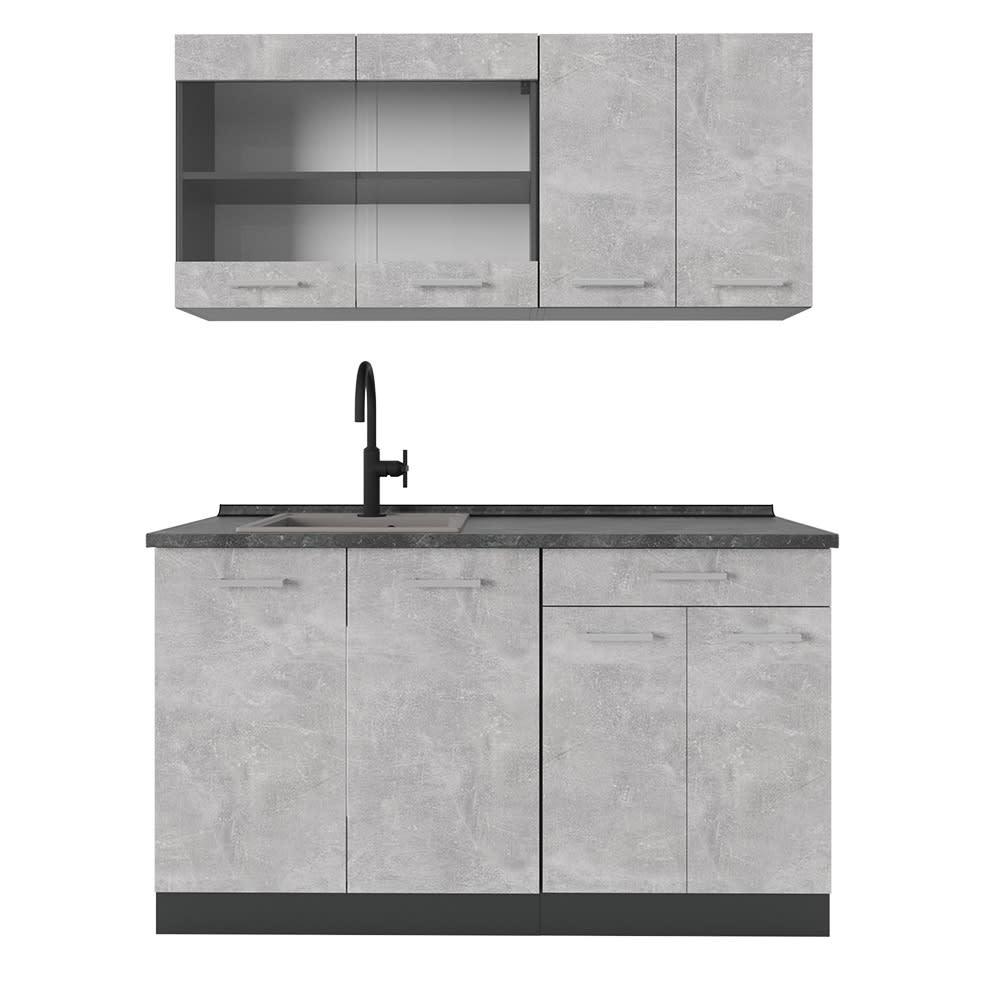 Vicco Cuisine Béton/Anthracite 140cm, PT Anthracite