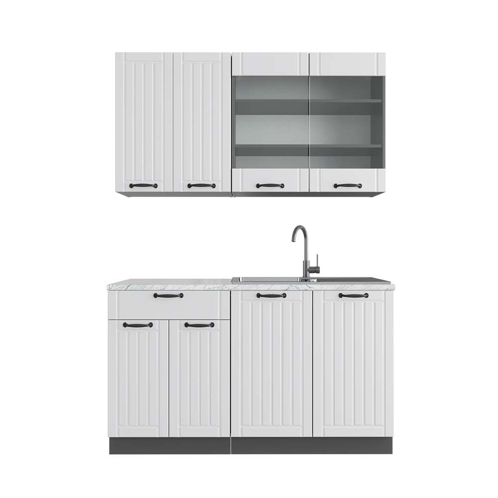 Vicco Cuisine Blanc cottage/anthracite 140cm, PT Marbre