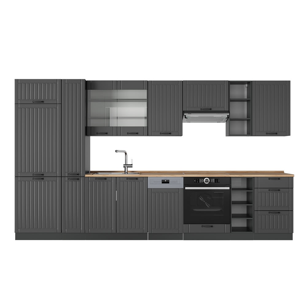 Vicco Cuisine Gris foncé 355cm, PT Chêne