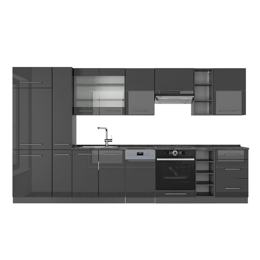 Vicco Cuisine Anthracite Haute brillance 355cm, PT Anthracite