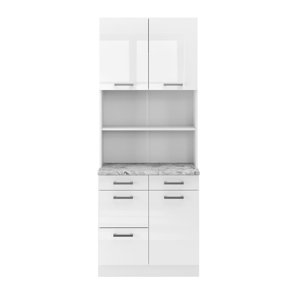 Vicco Bloc cuisine Blanc Haute brillance 80cm, PT Marbre