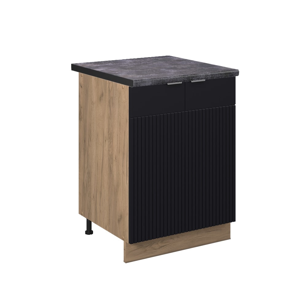Vicco Meuble bas de cuisine Noir rayé 60cm, PT Anthracite