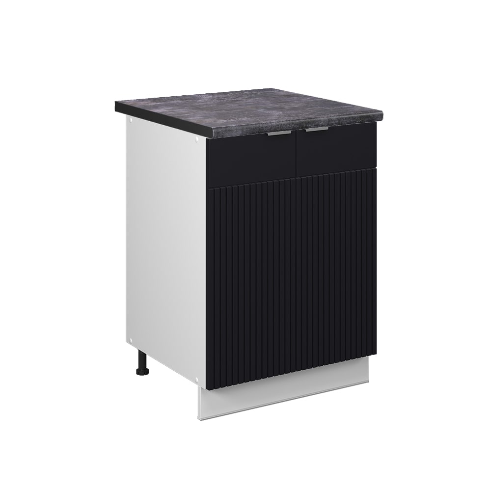 Vicco Meuble bas de cuisine Noir rayé 60cm, PT Anthracite