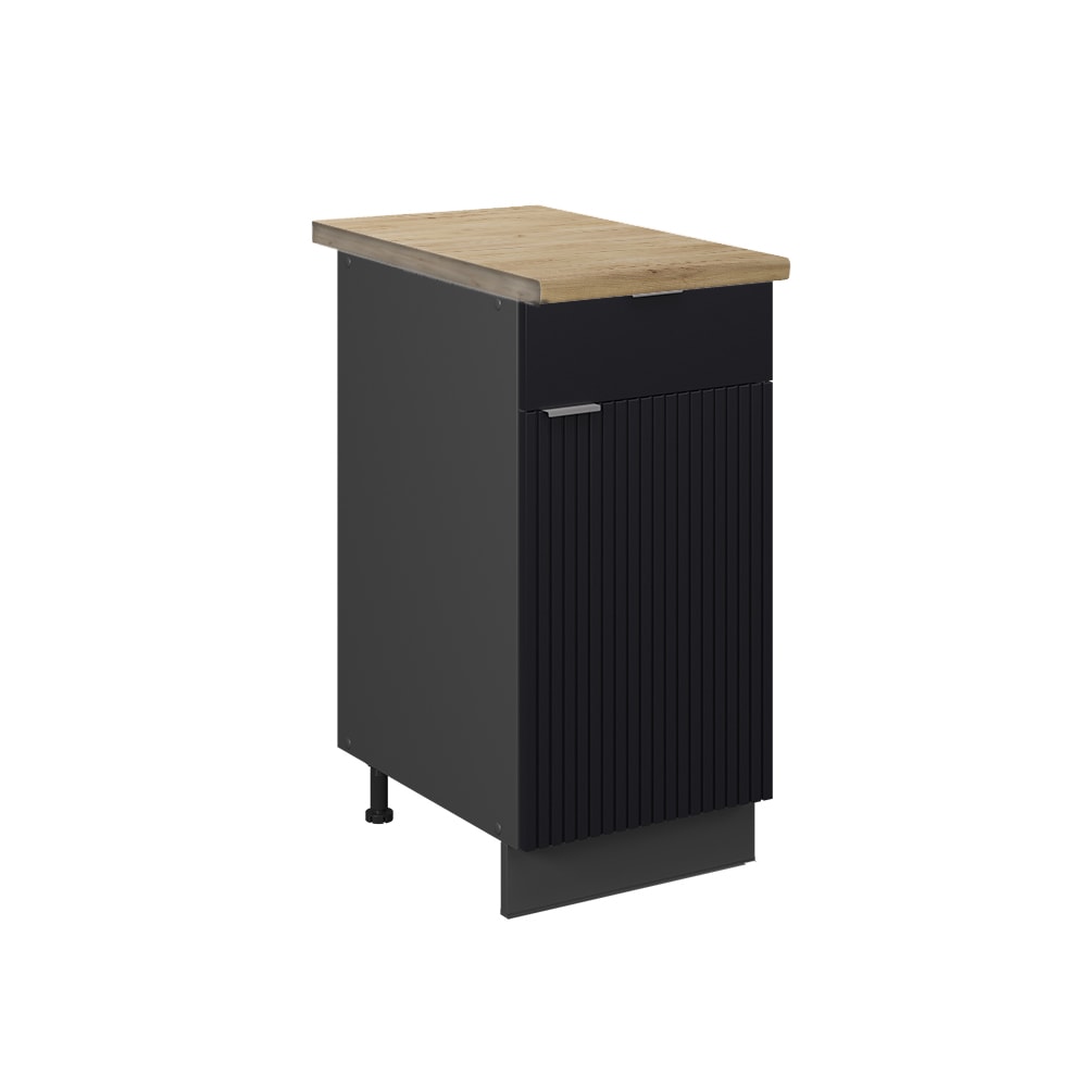 Vicco Meuble cuisine Noir rayé 40cm, PT Chêne