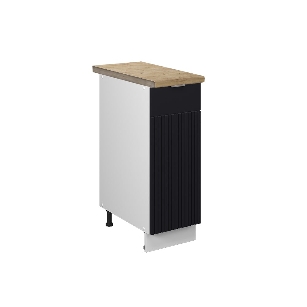 Vicco Meuble de cuisine Noir rayé 30cm, PT Chêne