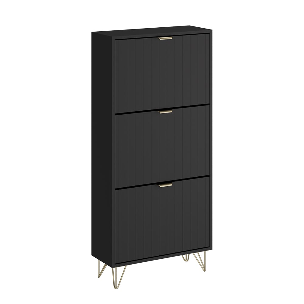 Vicco Armoire à chaussures Noir 60x128.5cm 3 compartiments