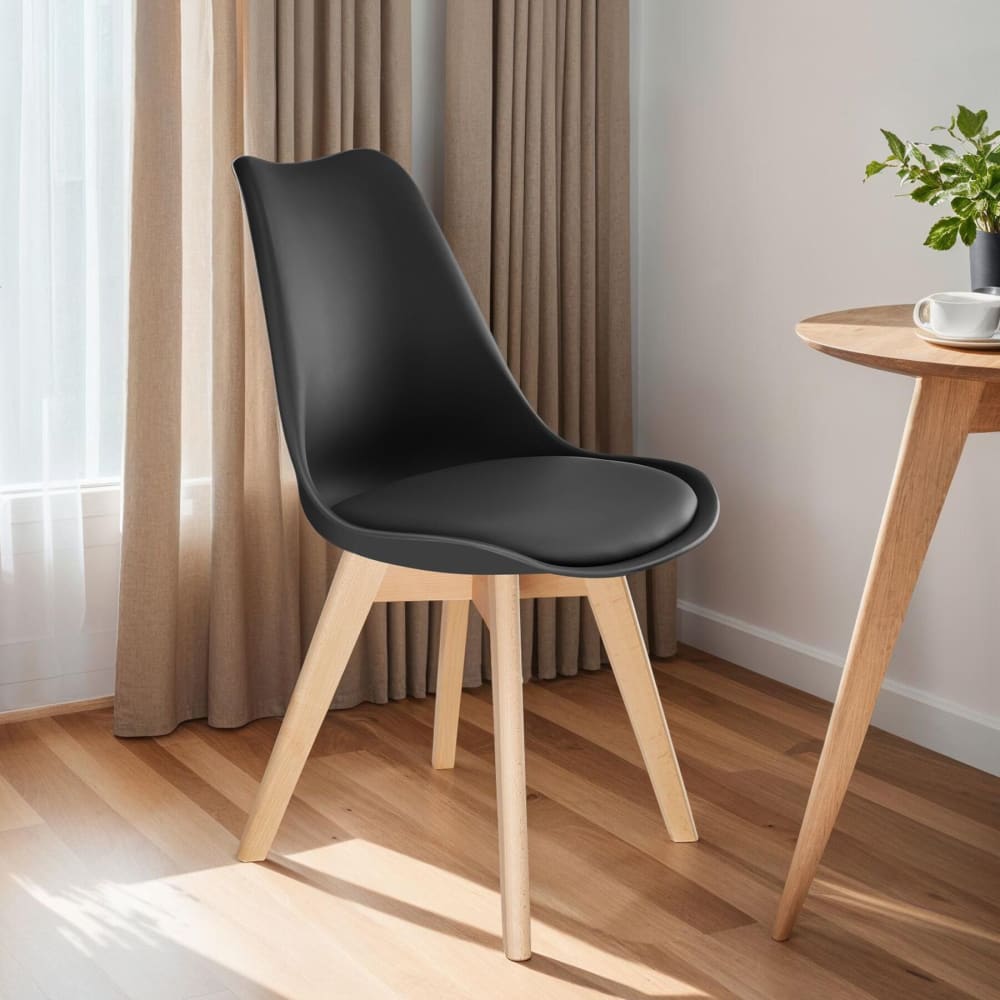 Lot 2 Chaises Salle À Manger Style Scandinave Forme Ergonomique Noir