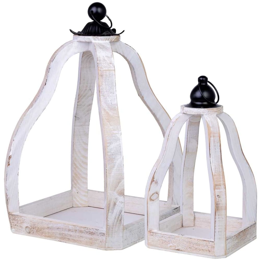 Lot De 2 Supports Pour Jardinières En Bois 29x29x49h-18x18x34h Cm
