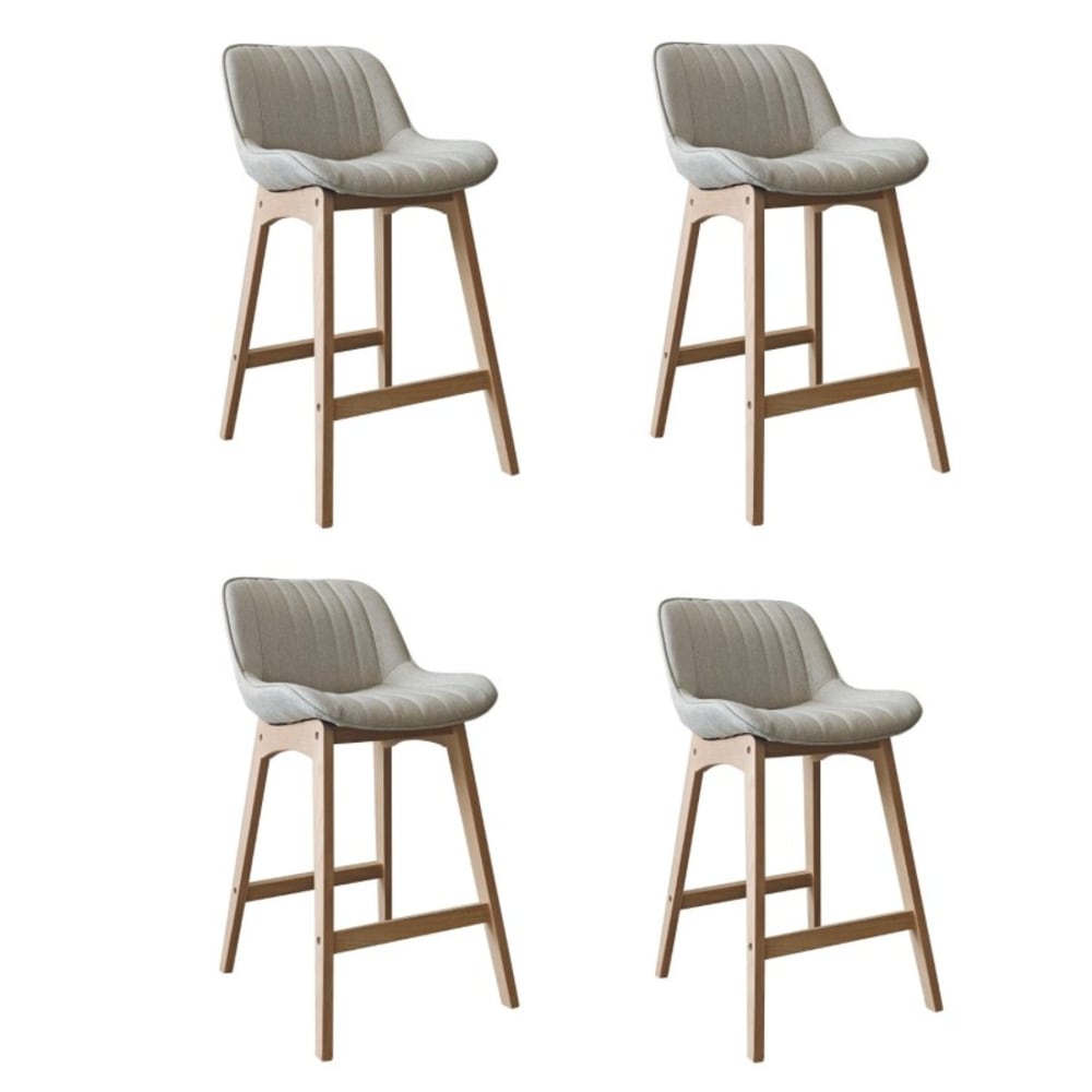Lot de chaises MELLOW d'îlot et bar en chêne et assise tissu 65cm