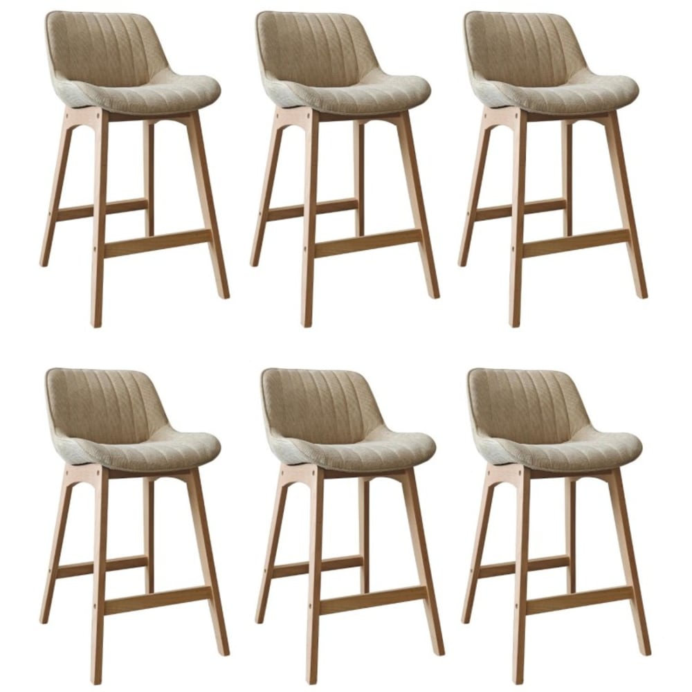 Lot de chaises NORDEN de bar en chêne et tissu velours côtelé H65cm