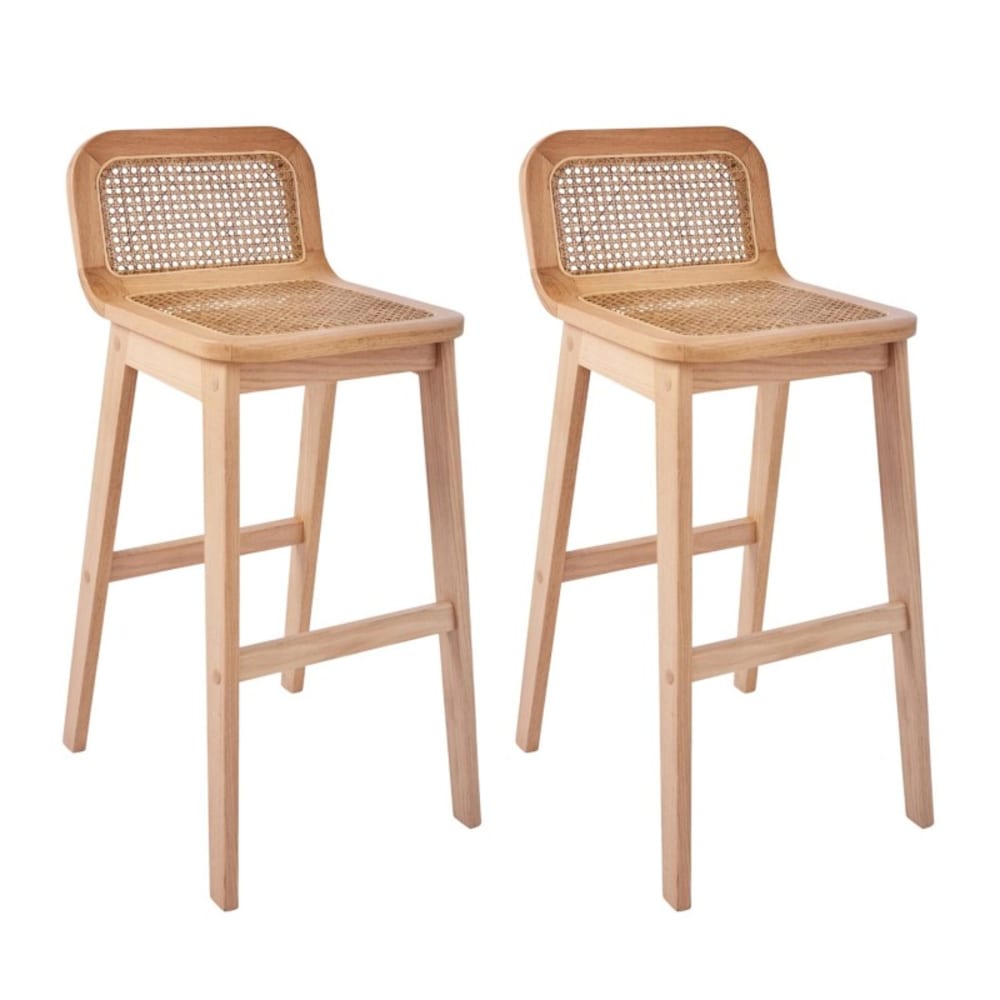 Lot de chaises SANA d'îlot et bar en chêne et assise cannage 65cm