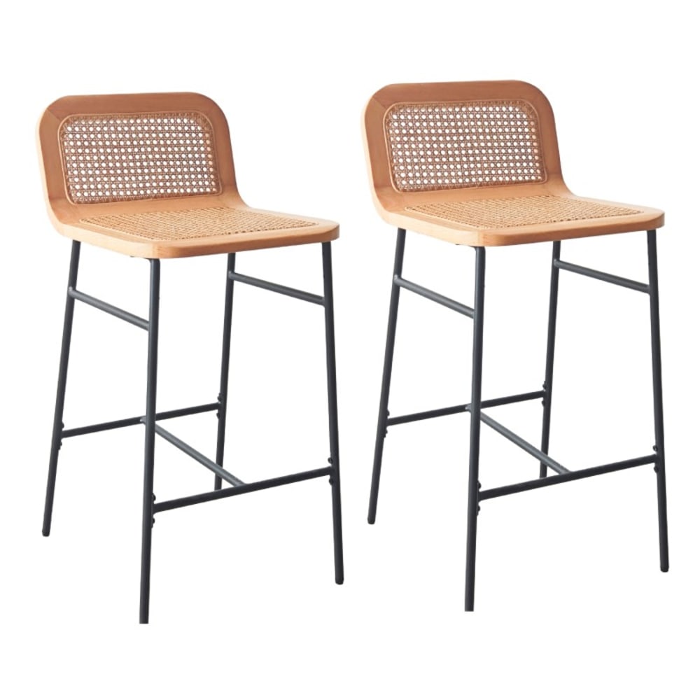 Lot de chaises SANA d'îlot et bar en chêne et assise cannage 65cm