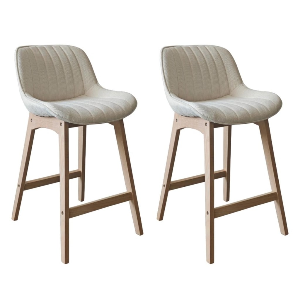 Lot de chaises NORDEN de bar en chêne et tissu velours côtelé H65cm
