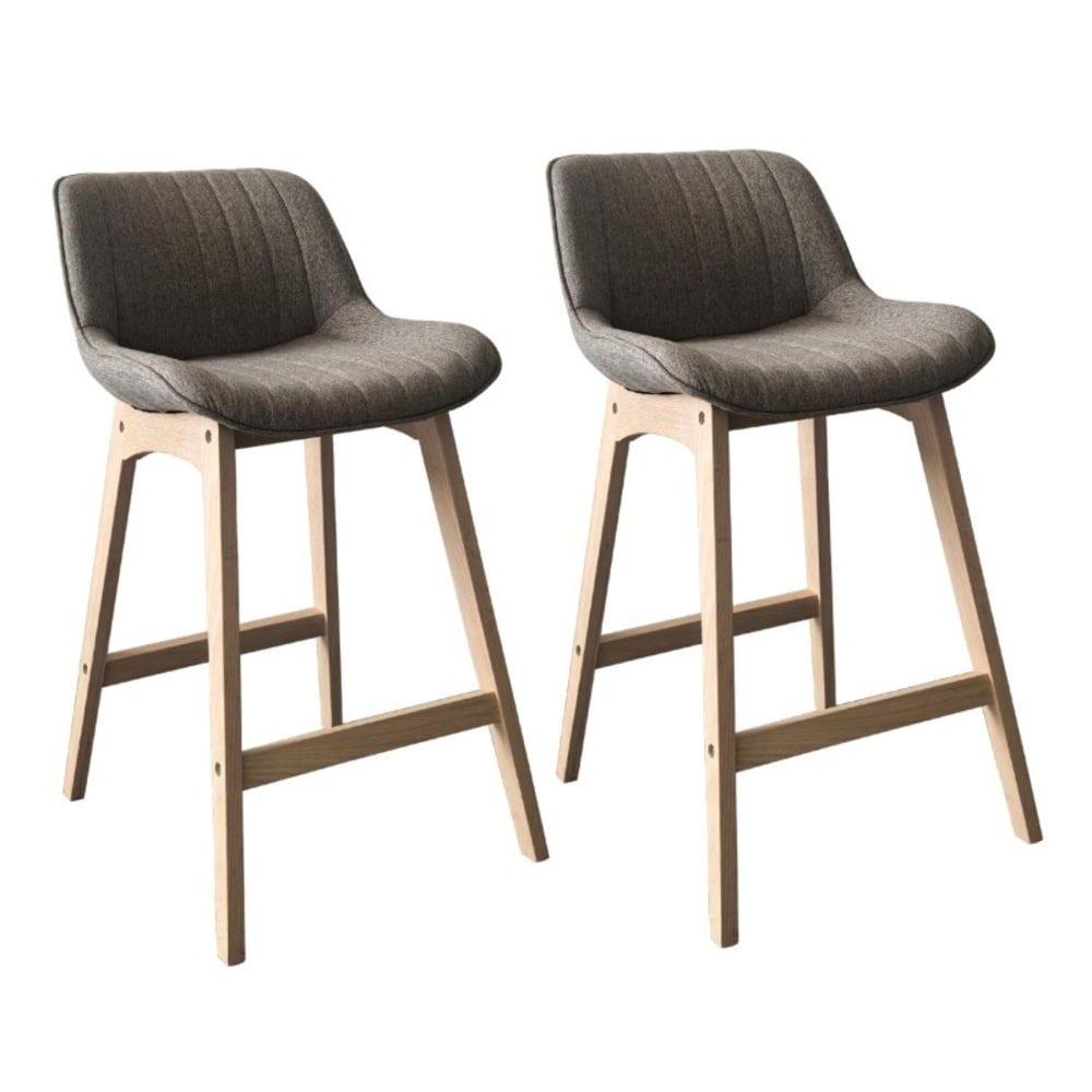 Lot de chaises MELLOW d'îlot et bar en chêne et assise tissu 65cm