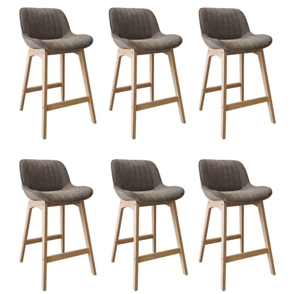 Lot de chaises NORDEN de bar en chêne et tissu velours côtelé H65cm