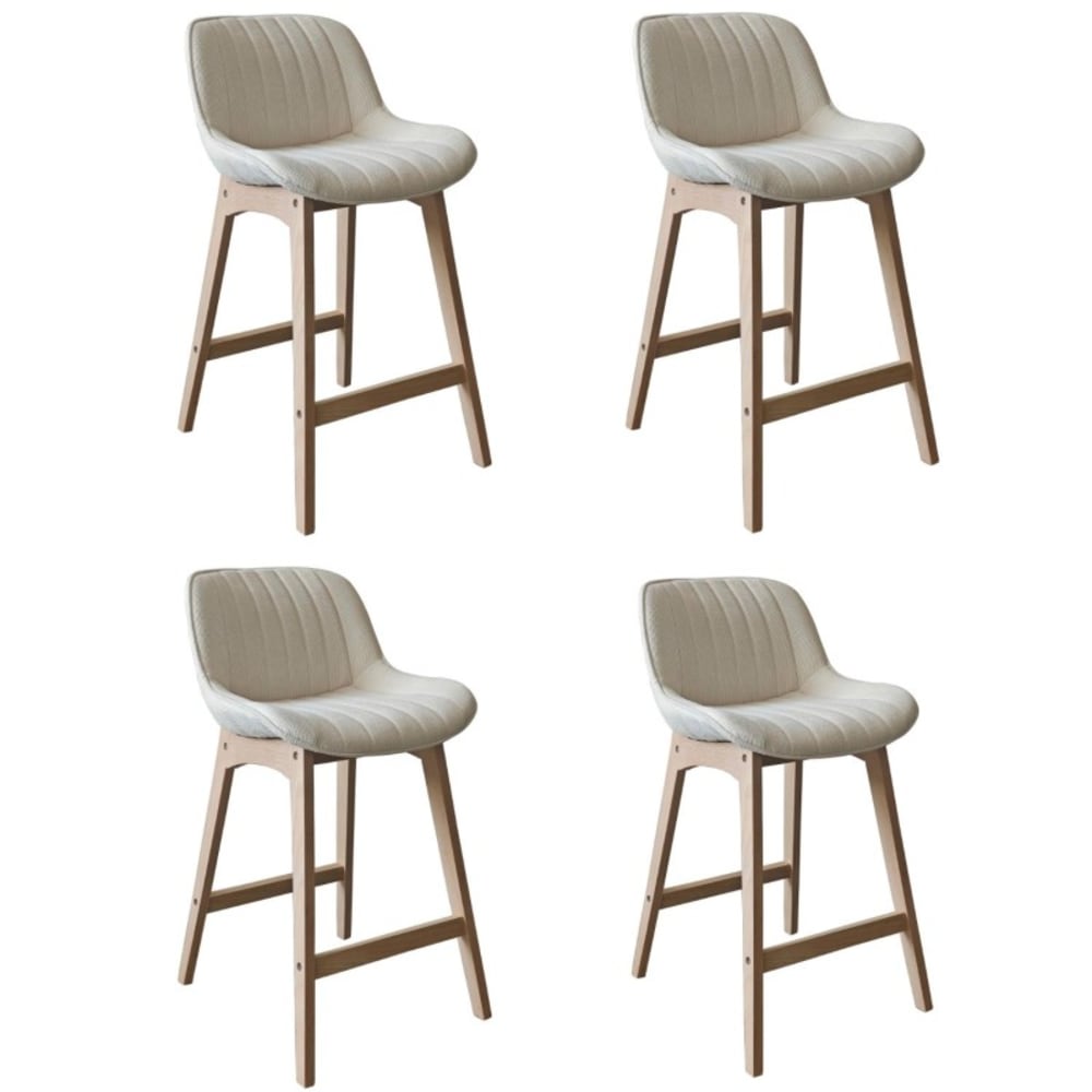 Lot de chaises NORDEN de bar en chêne et tissu velours côtelé H65cm