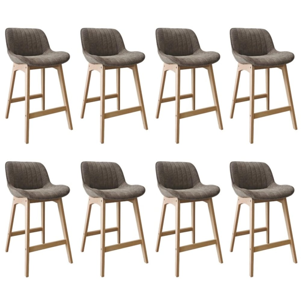Lot de chaises NORDEN de bar en chêne et tissu velours côtelé H65cm