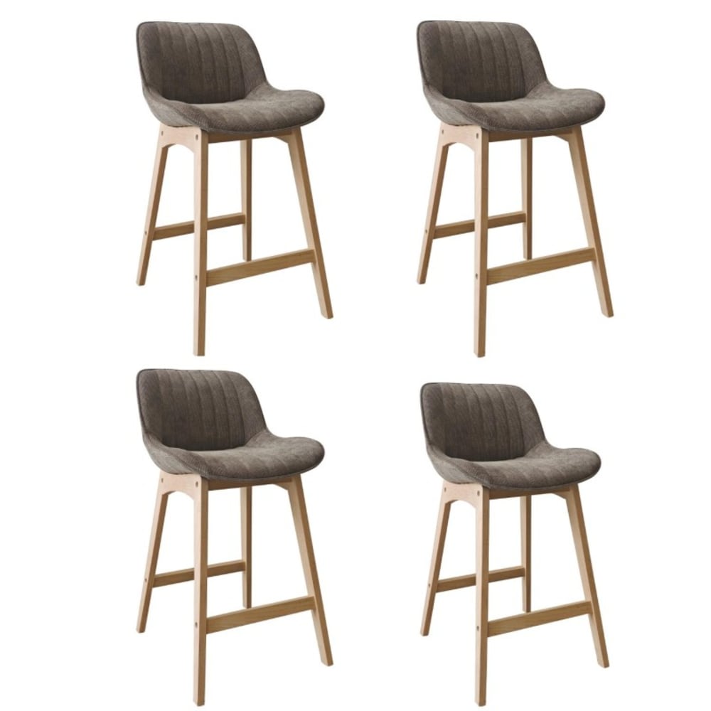 Lot de chaises NORDEN de bar en chêne et tissu velours côtelé H65cm