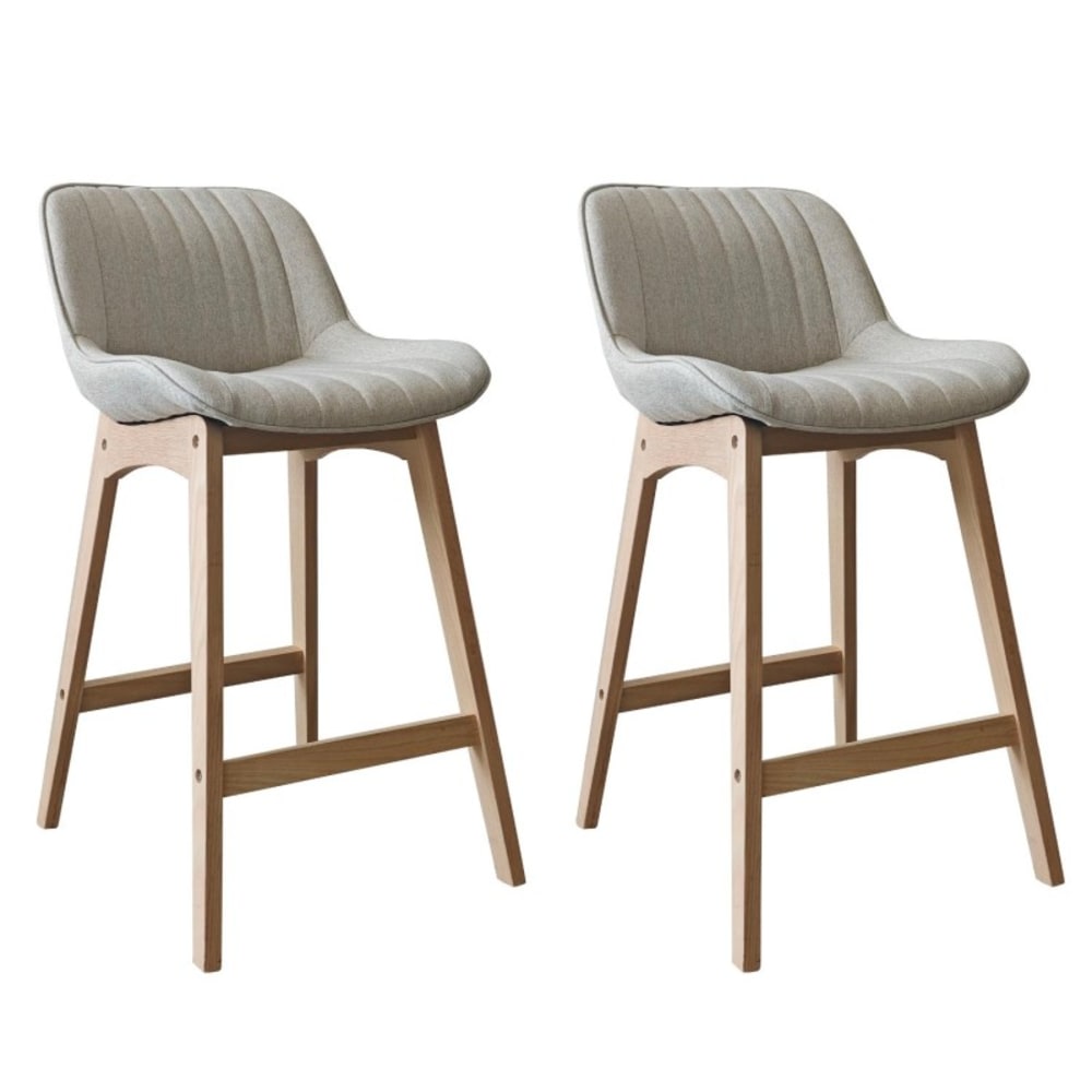 Lot de chaises MELLOW d'îlot et bar en chêne et assise tissu 65cm