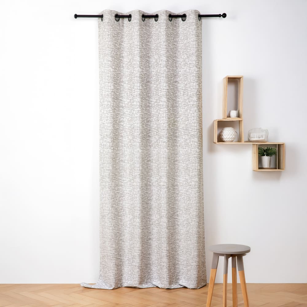 Rideau jacquard à oeillets - Effet tweed (140x240 cm - Marron Brun)
