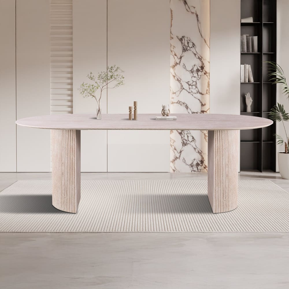 Lagos - 220 - Table À Manger Ovale Couleur Travertin 220 Cm