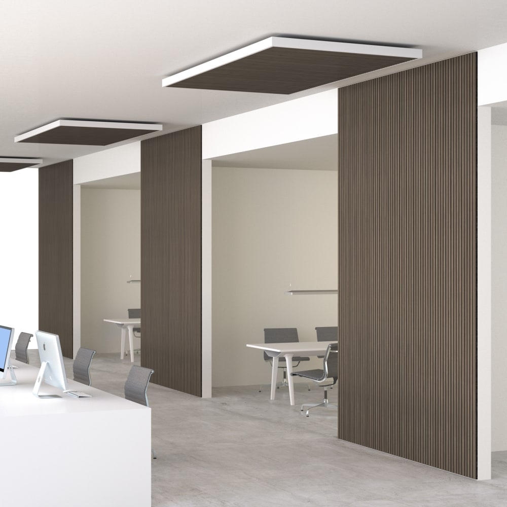 Lot de 4 panneaux acoustiques aspect bois 60 x 120 x 2,1 cm chêne gris