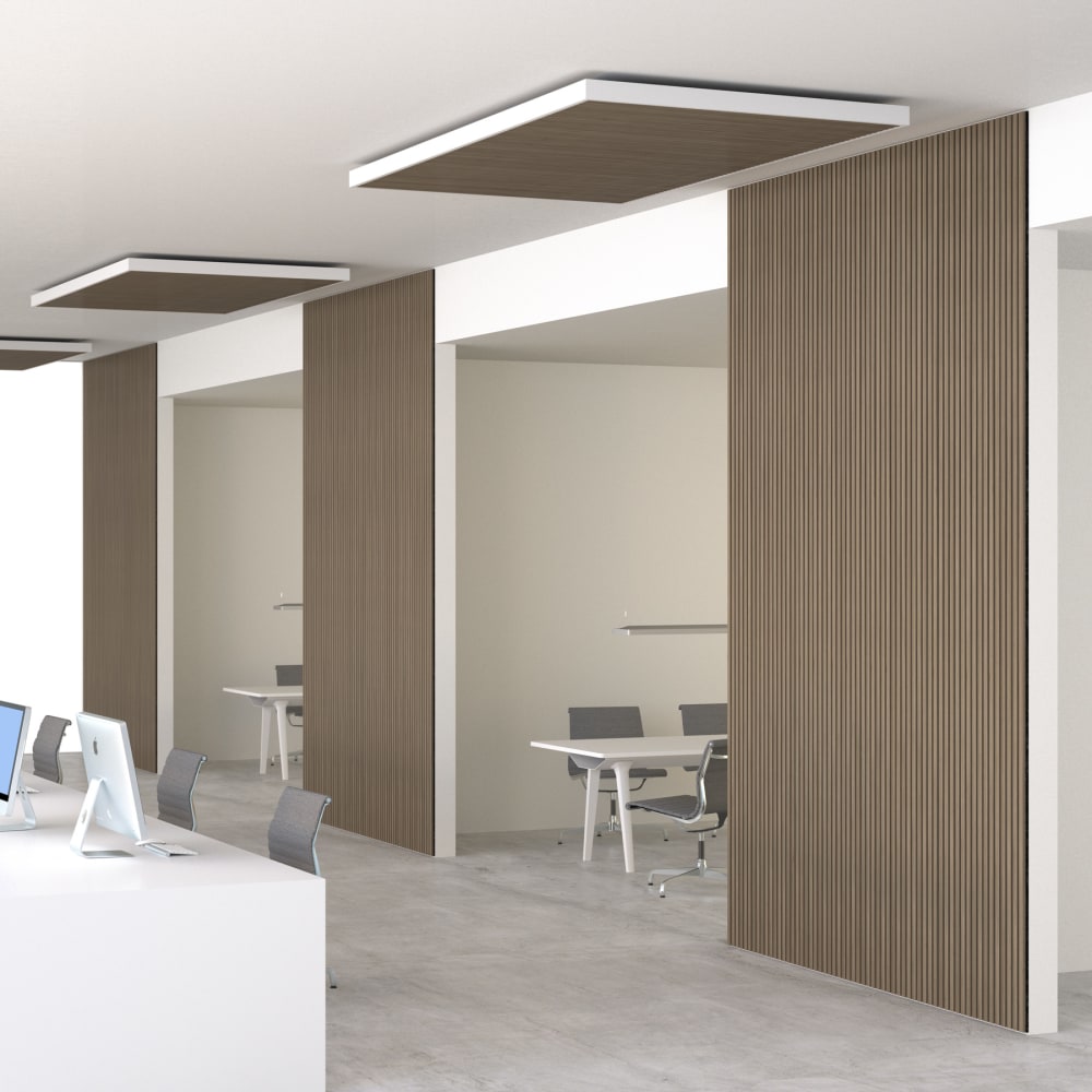 Lot de 4 panneaux acoustiques aspect bois 60 x 120 x 2,1 cm bois clair