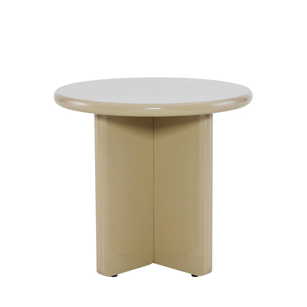 Paloma - Table d'appoint ronde en bois laqué diam.50cm - Grège