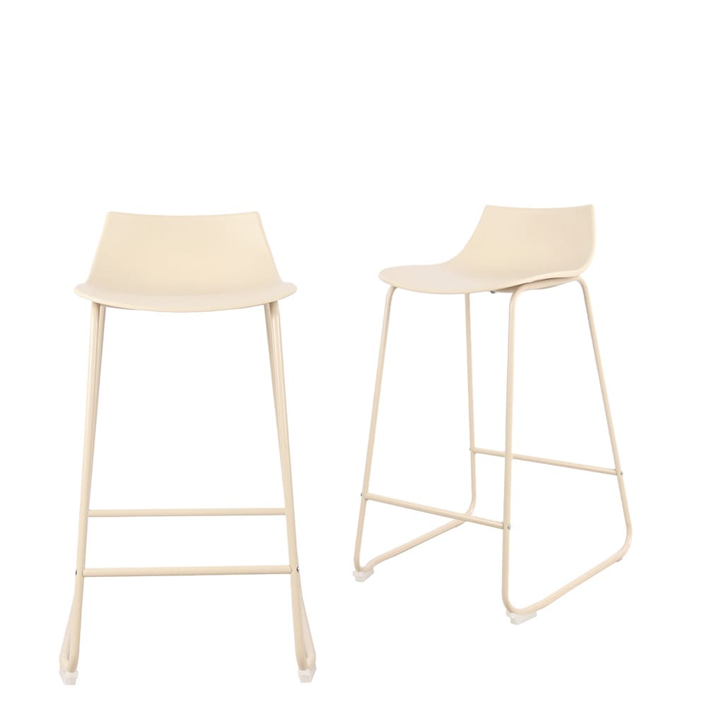 Lamer - Lot de 4 chaises de bar en plastique et métal H66cm - Beige