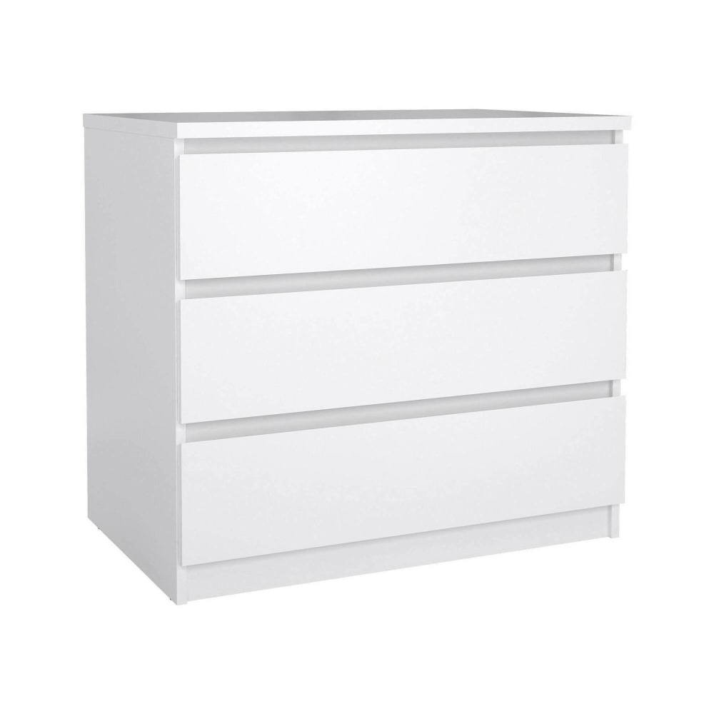 Commode Artic, 3 tiroirs 77x50x70h cm Blanc Brillant