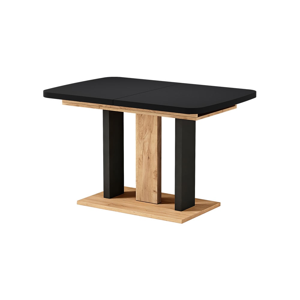 Vicco Table de salle à manger Noir/Chêne de force doré 120-160 x 80 cm 2 parties