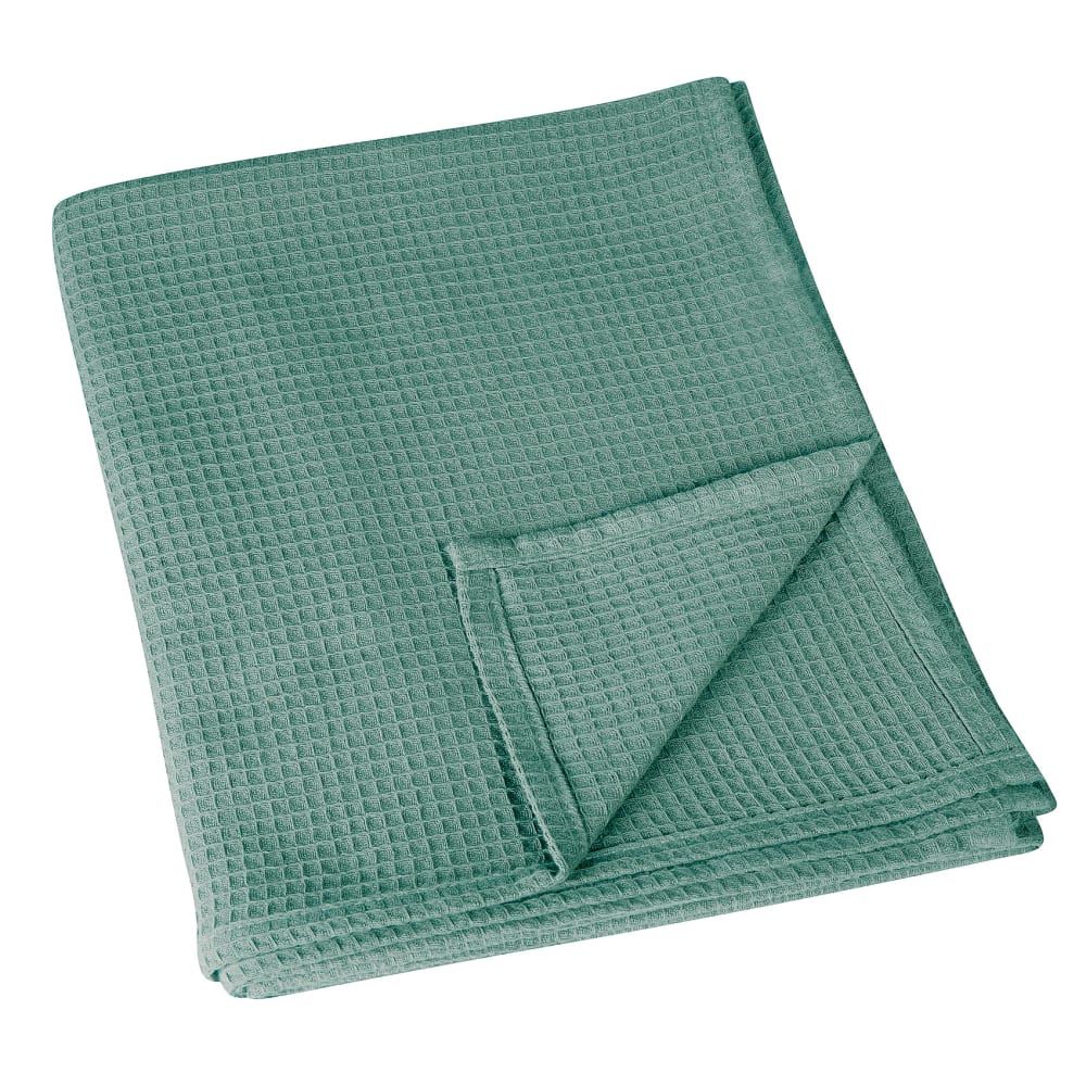 Plaid en nid d'abeille coton vert 125x180 cm