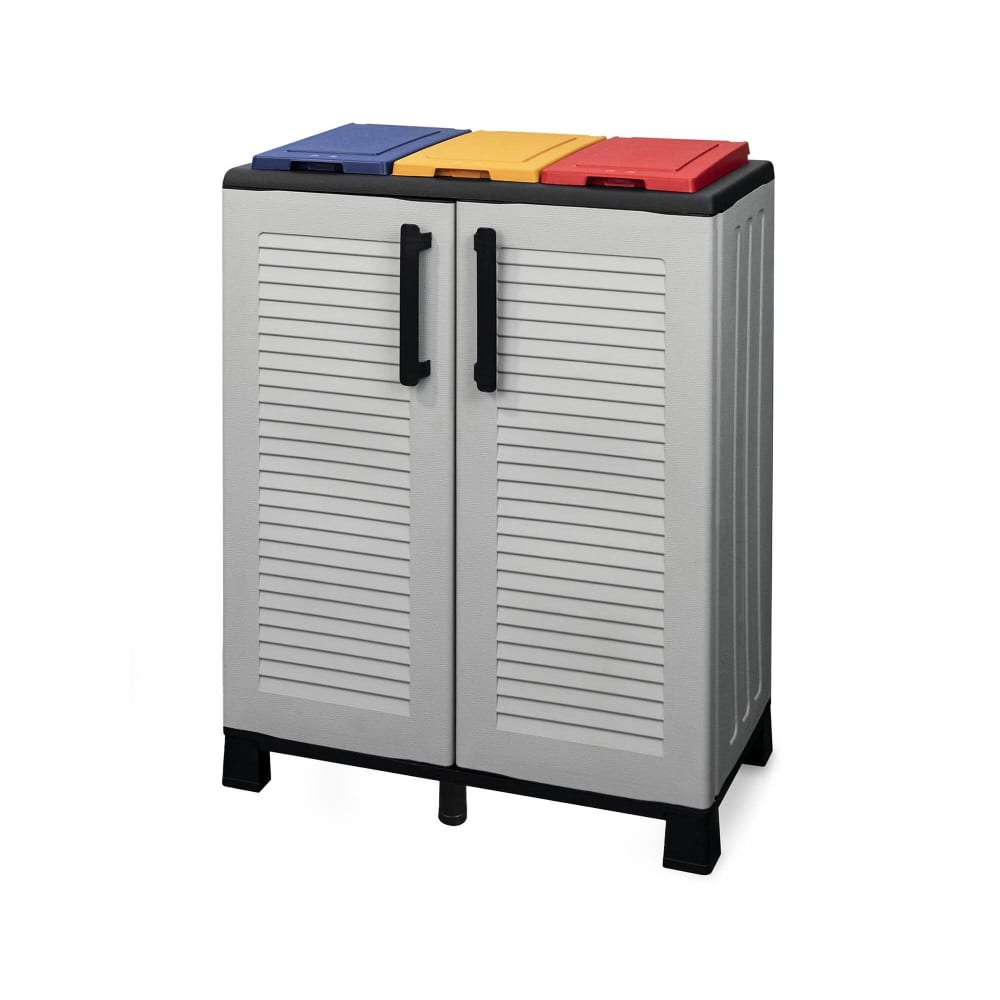 Poubelle,en Pvc,gris Clair, Multicolore,68x37h90 Cm