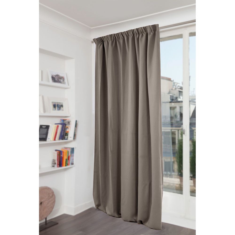 Rideau phonique Velours Galon fronceur Gris MC740 130L x 260H