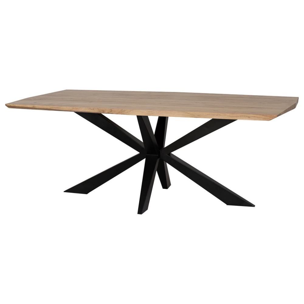 Table À Manger À Bord Conique En Bois D'acacia Naturel 200x100x76h