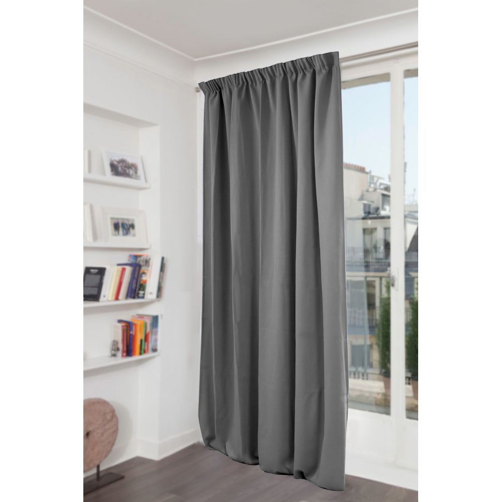Rideau phonique Velours Galon fronceur Gris MC09 130L x 260H