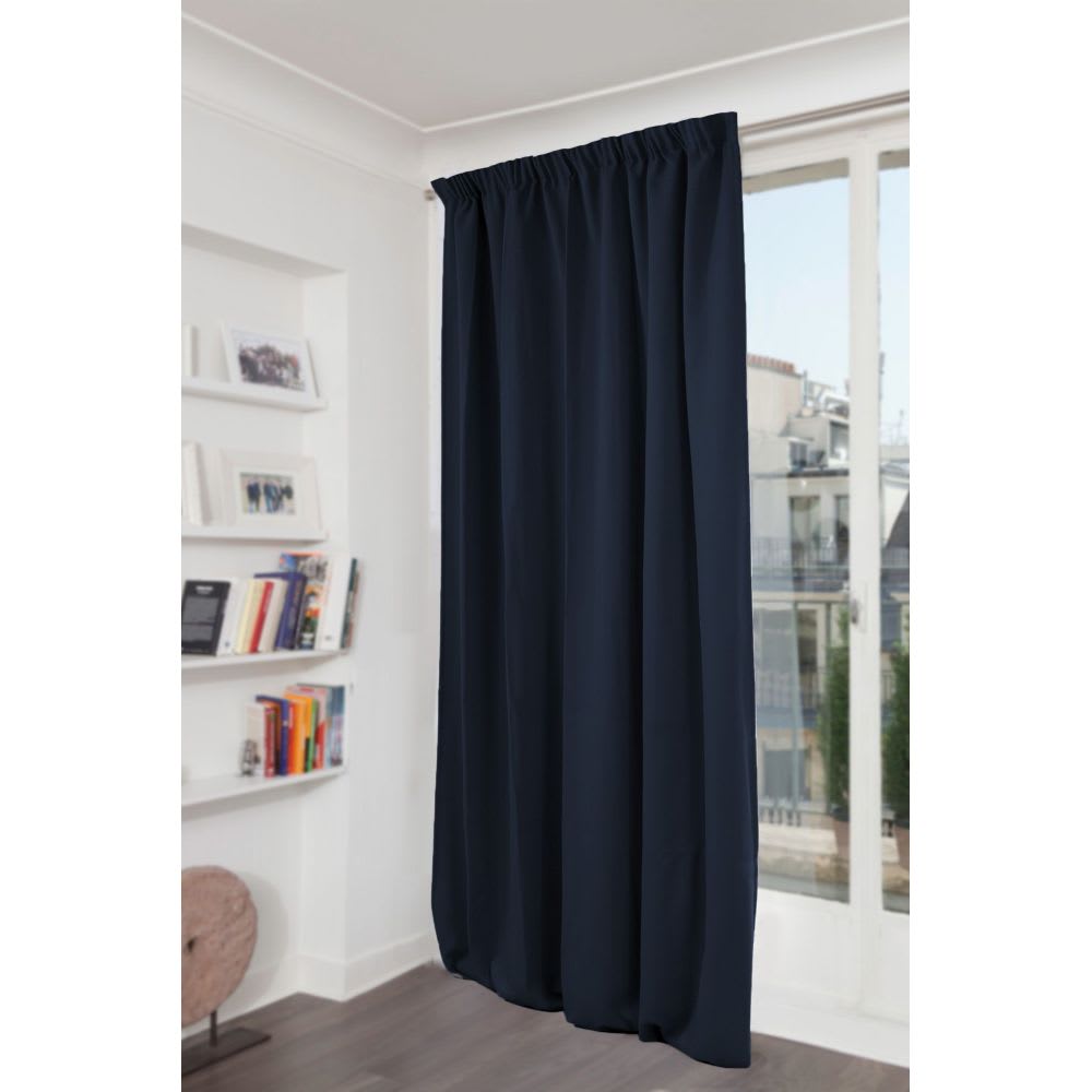 Rideau phonique Velours Galon fronceur Bleu MC412 130L x 260H