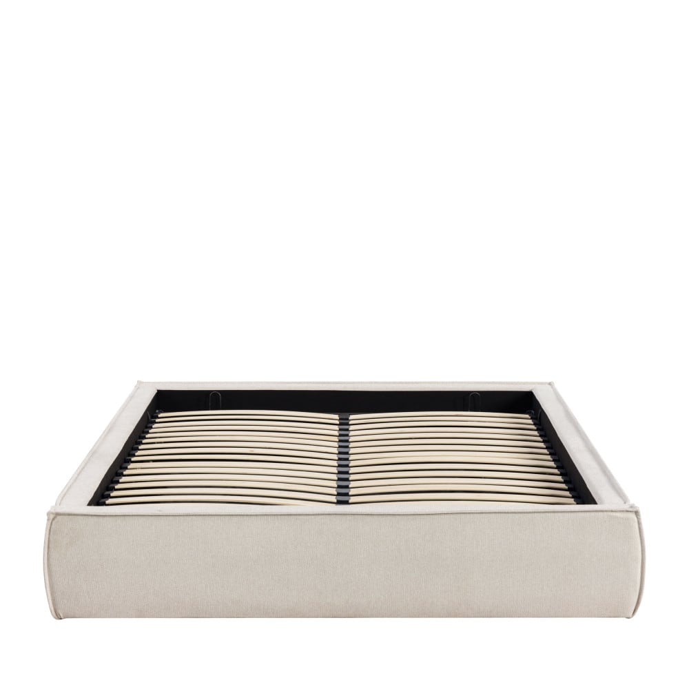 Liberio - Lit coffre en tissu 160x200cm - Beige