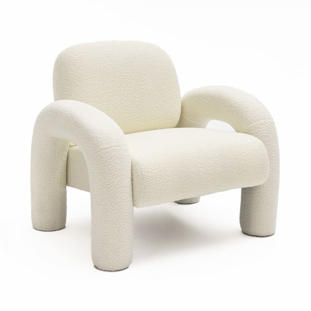 Fauteuil en tissu bouclette - blanc