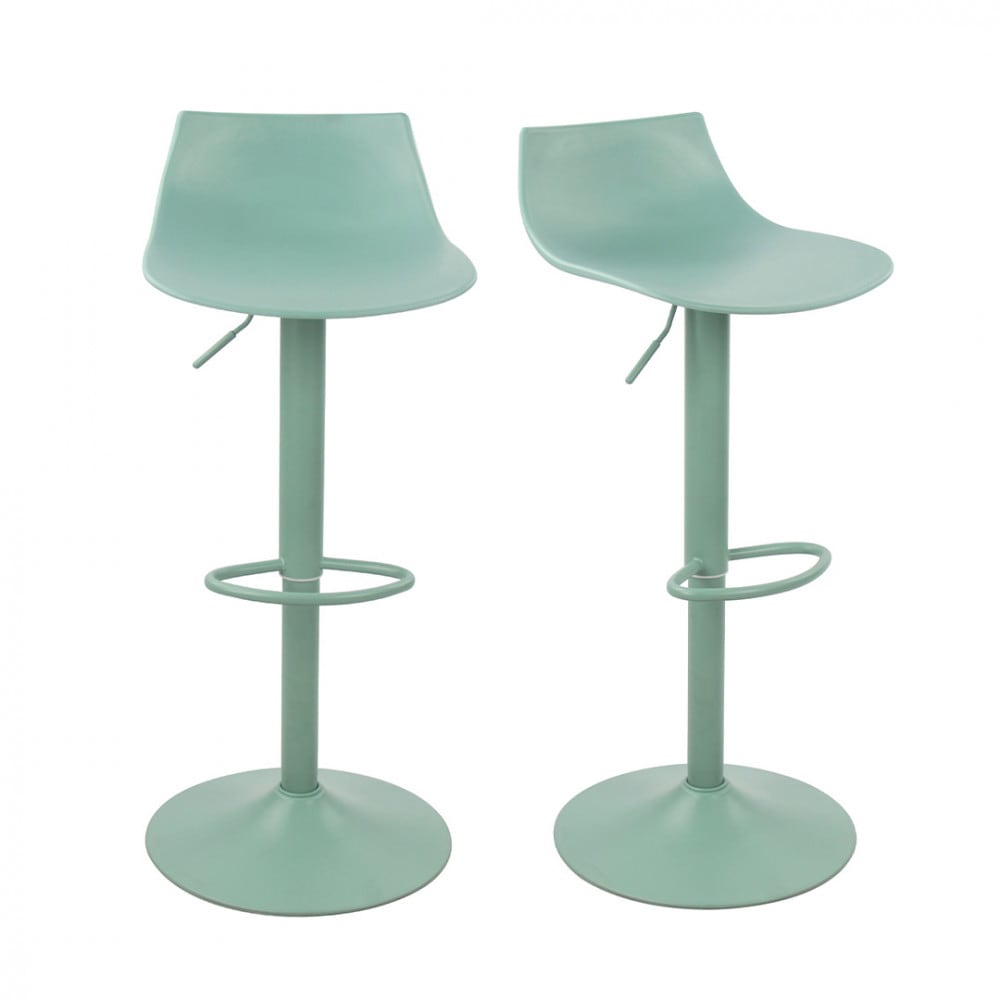 Heribo - Lot de 2 chaises de bar réglables en plastique et métal H58-79cm - Vert