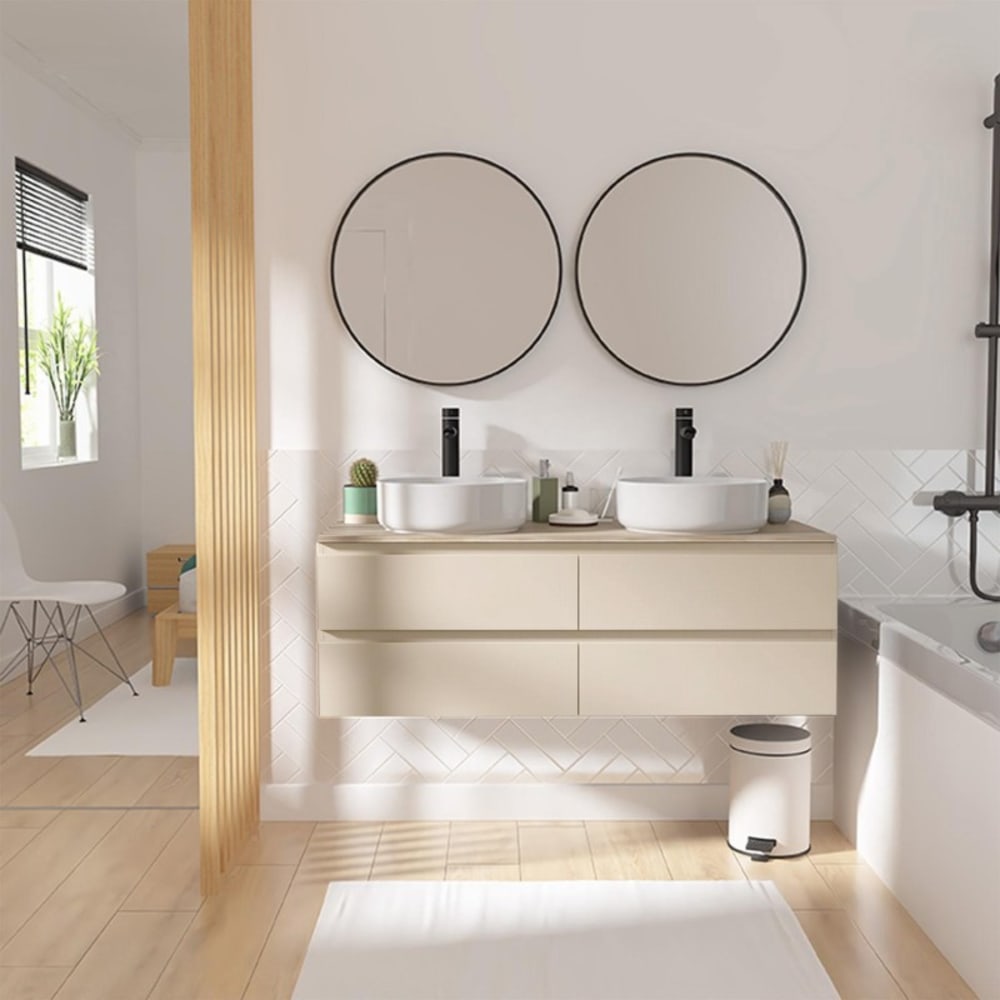 Ensemble meuble double vasque SORRENTO 120cm + robinet + miroir
