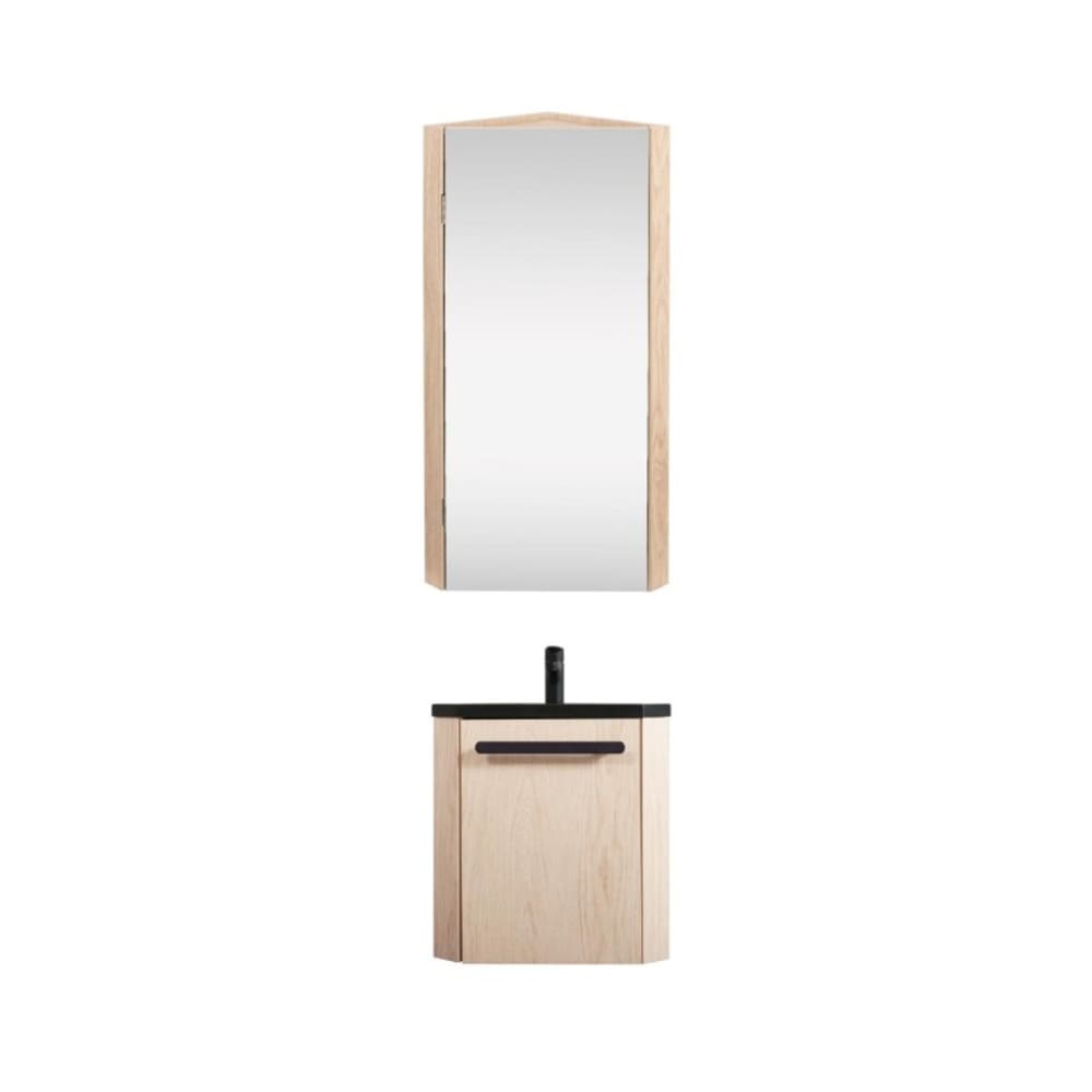 Ensemble lave-mains d'angle SKINO suspendu avec armoire miroir