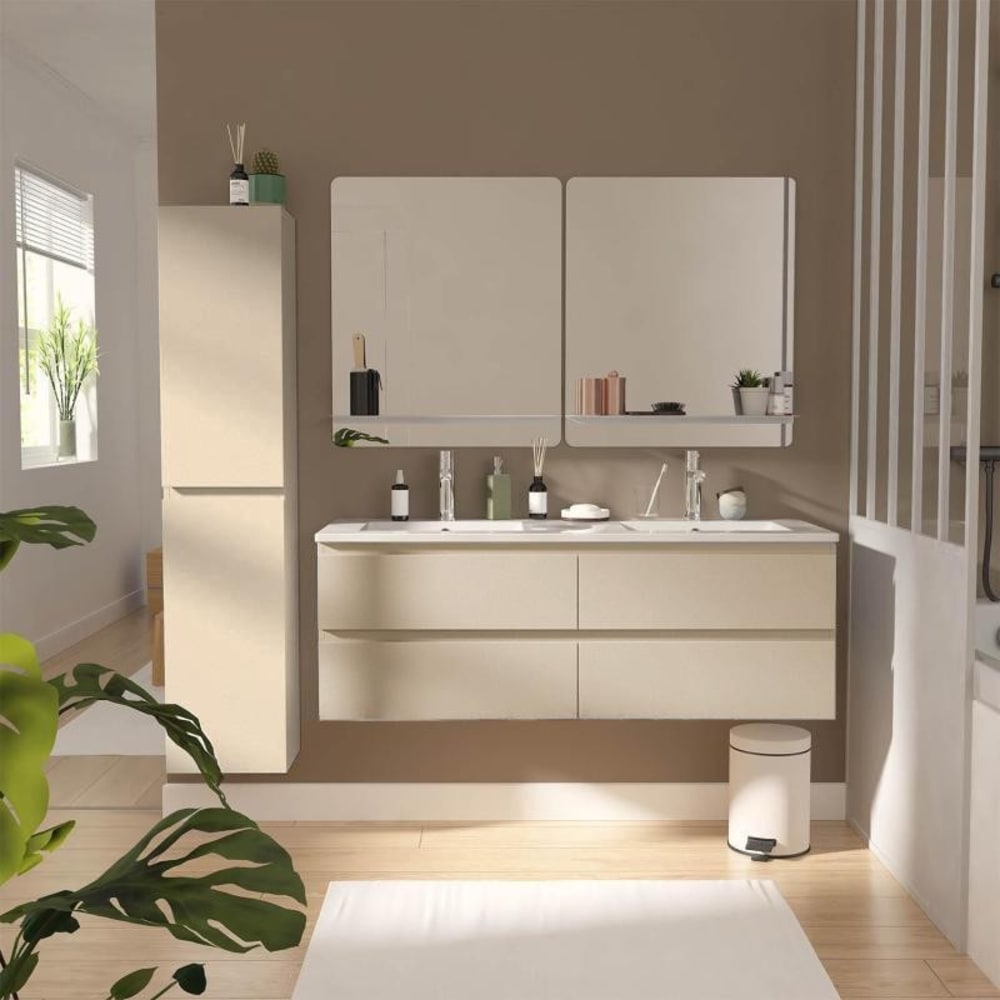Ensemble meuble double vasque SORRENTO 120cm avec plan céramique
