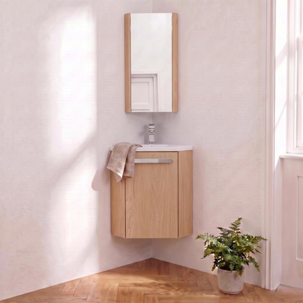Ensemble lave-mains angle SKINO avec robinet et armoire
