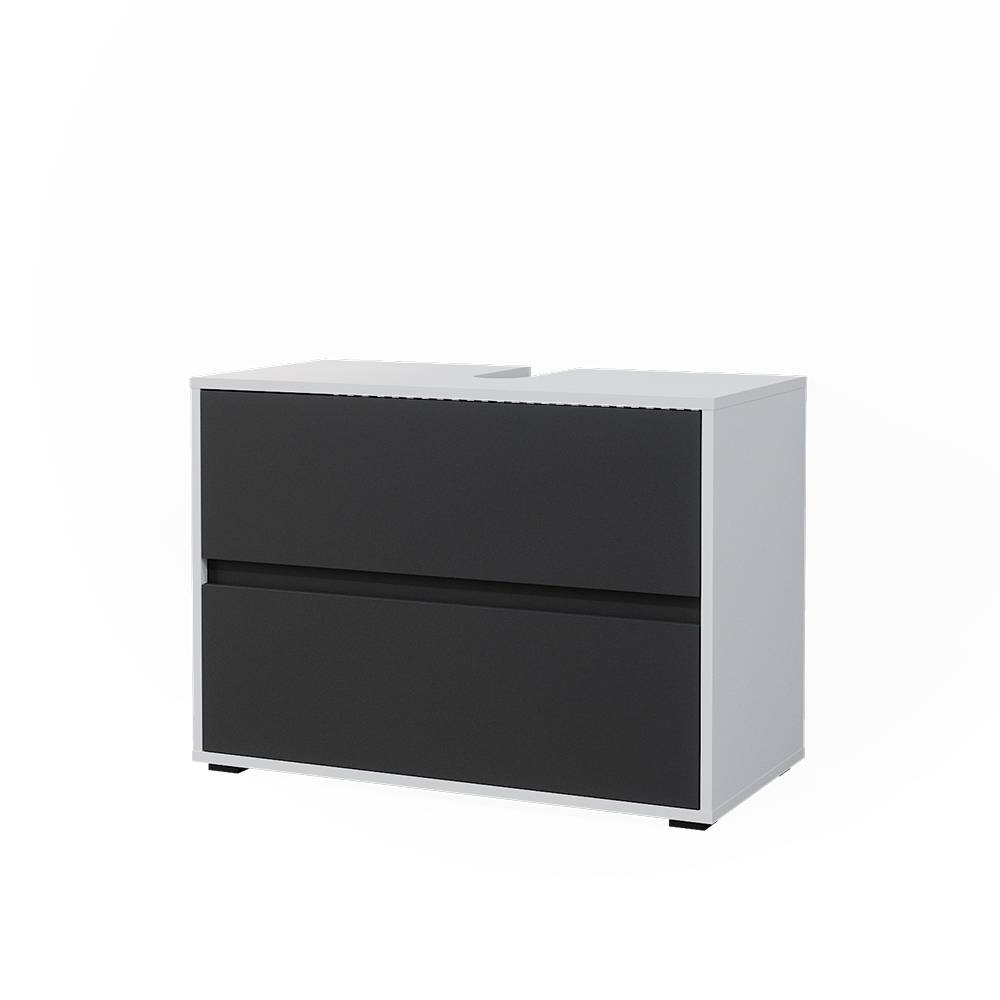 Vicco Meuble sous vasque simple blanc/anthracite 80.2x58.2cm avec deux grands tiroirs