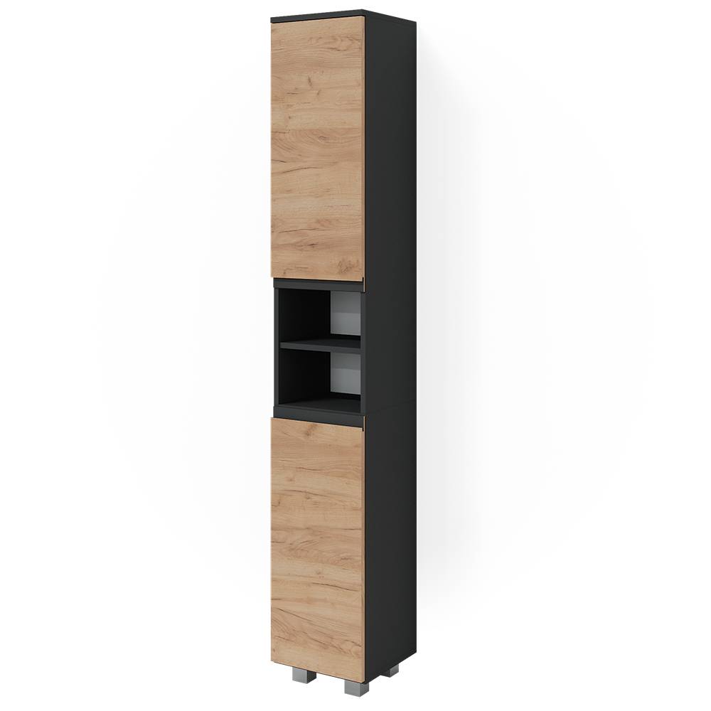 Vicco Meuble salle de bain Anthracite/Chêne doré 30x190cm