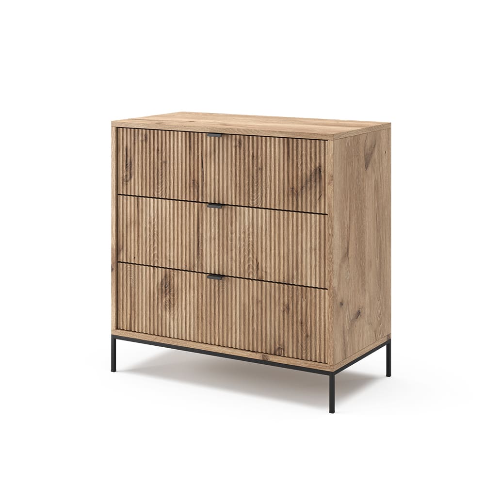 Vicco Commode Chêne Viking 80x81.2cm avec 3 tiroirs