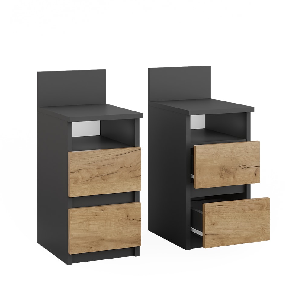 Vicco Table de nuit Anthracite/chêne doré 25x59.1cm Lot de 2